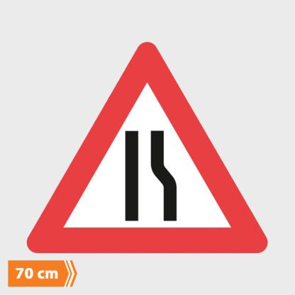 Advarselsskilt – Indsnævret kørebane højre