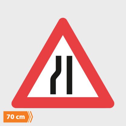 Advarselsskilt – Indsnævret kørebane venstre – A43.2
