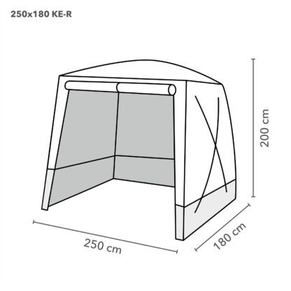 Arbejdstelt - Fladt Tag - 180 KE Dimensioner