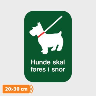 Vejskilt - Hunde skal føres i snor - 20x30 cm
