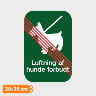 Vejskilt - Luftning af hunde forbudt - 20x30 cm