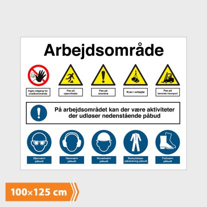 Infoskilt - Arbejdsområde - 100x125 cm