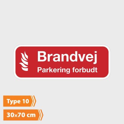 Henvisningsskilt Brandvej - Type 10 F + Tekst